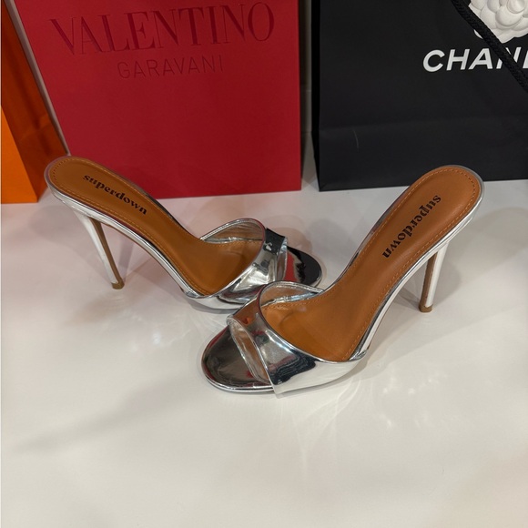 Superdown Metallic Silver Mules - Picture 2 of 3